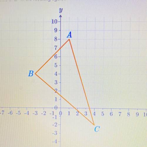 Triangle ABC is translated 2 units up and 4 units to the right and is then rotated 180 to produce t