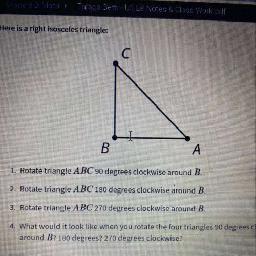 Rotate triangle ABC 90 degrees clockwise around B?