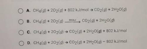 Which of the following shows that the combustion of methane produces 802 kJ/mol of energy?
