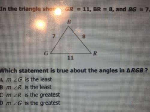 (30 points!)Which statement is true about the angles in RGB?