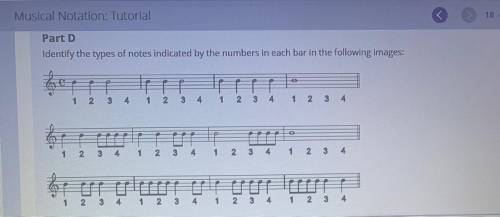 Part D
Identify the types of notes indicated by the numbers in each bar in the following images: