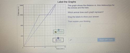 this graph shows the distance vs. time relationships for the tortoise and the hare. which animal do