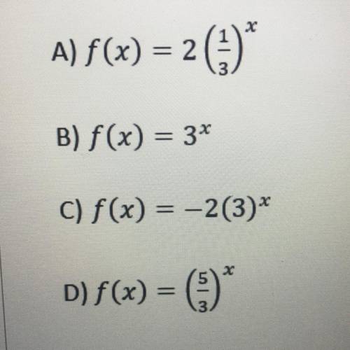 Which equation represents exponential decay?