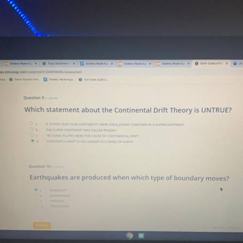 Which statement about the continental drift theory is untrue ?