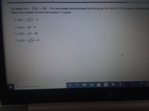 15 POINTS PLEASE HELP!

4. The graph of y=f (x)=3 x squared -9 is horizontally stretched away from