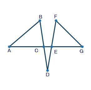 (05.03 MC)

In the figure below, ∠ABC ≅ ∠DEC and ∠GFE ≅ ∠DCE. Point C is the point of intersection