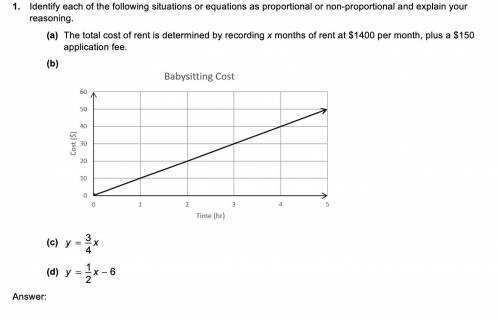 Identify each of the following situations or equations as proportional or non-proportional and expl