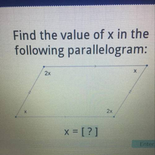 Find the value of x in the following parallelogram