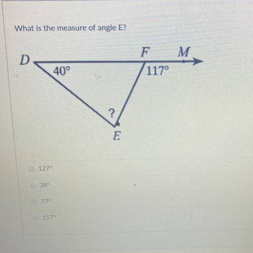 What is the measure of angle E?