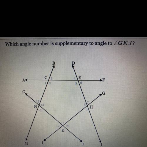 Which angle number is supplementary to angle to