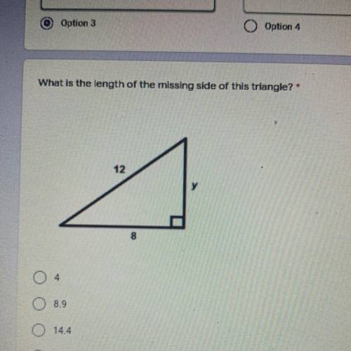 What is the length of the missing side of this triangle? *