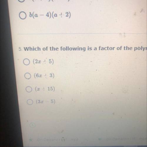 Which of the following is a factor of the polynomial 6x^2-x-15