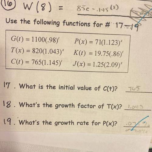 PLEASE HELP ME WITH PROBLEM 19 ONLY 
19. What's the growth rate for P(x)?