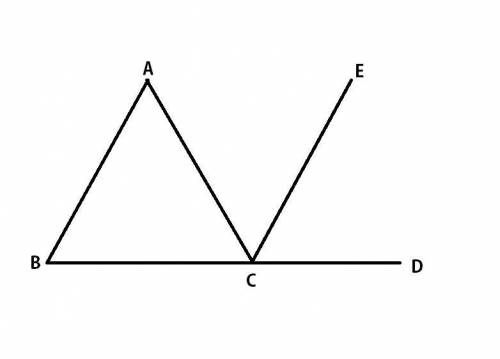 Can u tell me what is the relationship between ∠BAC and ∠ACE? Write at least 3 lines about it. Pls