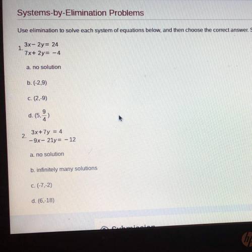 Systems by elimination: 
please help me..ASAP