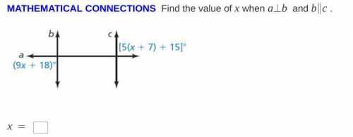 Find the value of X while a⊥B and b║c