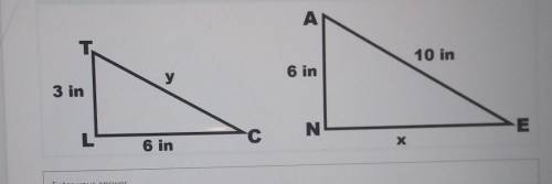 Triangle TCL is similar to triangle AEN. solve for x and y
