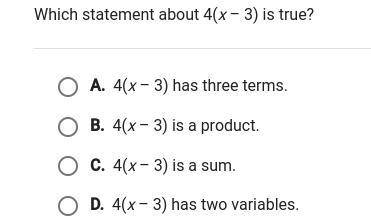 Which Statement about 4(x-3) is True? Giving Brainliest