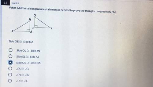 What Additional Congruence Statement Is Needed To Prove The Triangle Congruent By HL?