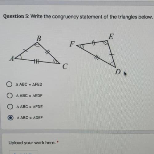 Question 5: Write the congruency statement of the triangles below.*
