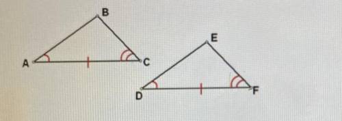 Using only the markings in the diagram, what theorem can be used to show that the two triangles are