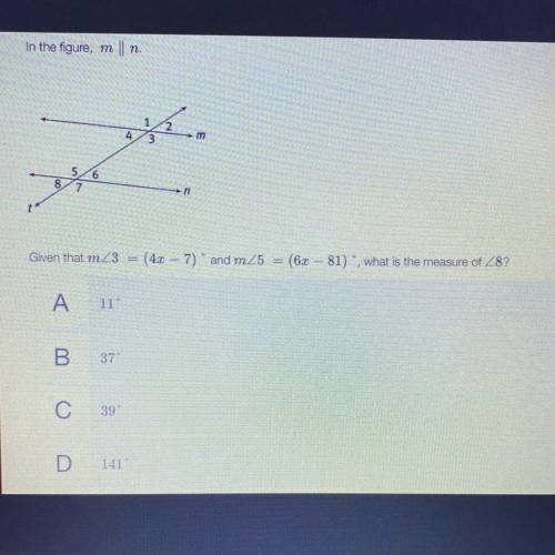 Help please !! 
What is the measure of <8