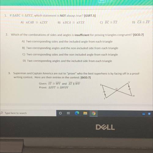 Which of the combinations of the sides and angles is insufficient for proving triangles congruent?