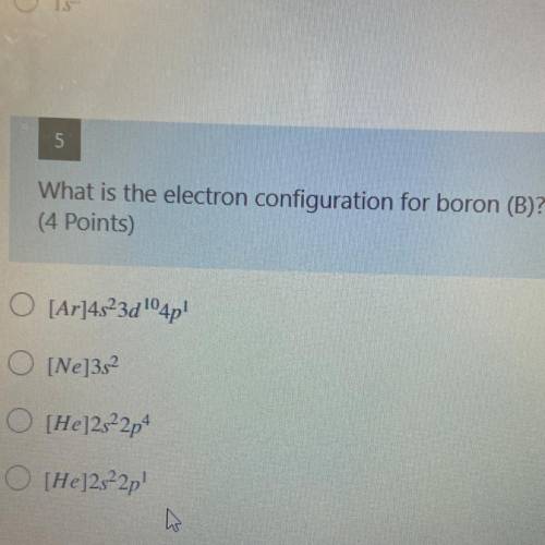 What is the electron configuration for boron (B)?