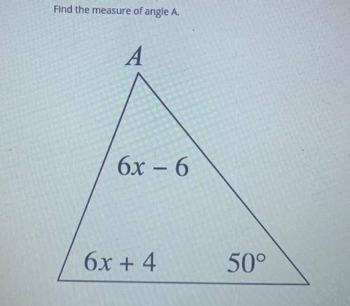 Can someone please help me find the measure of angle A :)