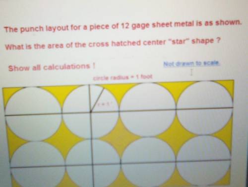 The punch layout for a piece of 12 gage sheet metal is as shown. What is the area of the cross hatc