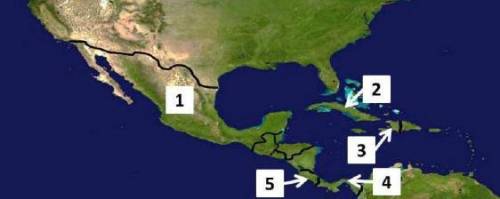 Analyze the map below and answer the question that follows.

Mexico is located at number _____ on