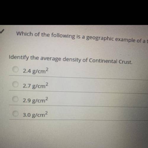 Identify the average density of Continental Crust.