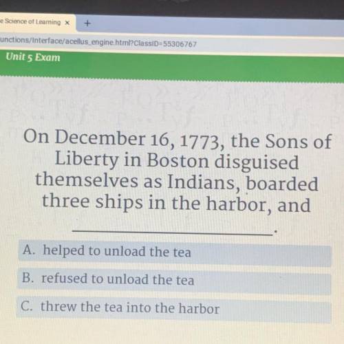 Plzzz helppp

On December 16, 1773, the Sons of
Liberty in Boston disguised
themselves as Indians,
