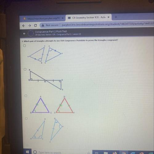 Which pair of triangles attempts to use SSA Congruence Postulate to prove the triangles congruent?