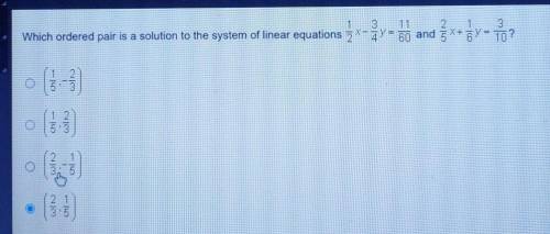 Which ordered pair is a solution to the system of linear equations?

Can you please help me? I wil