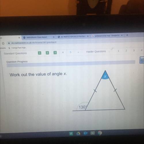 What is the angle of x ??