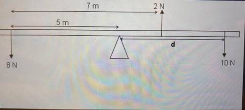 Assuming the system is in equilibrium, calculate the missing distance d