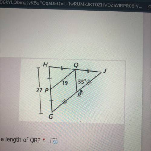 QR is the midsection of triangle GHJ, what is the length of QR?
