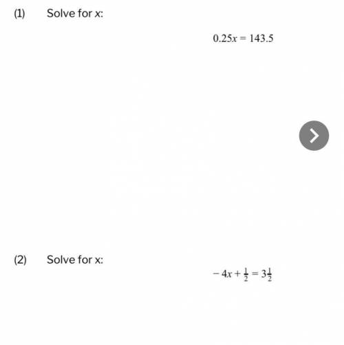 Somebody help with 1 & 2..Help solve for x
