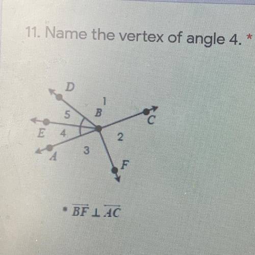 Name the vertex of angle 4.