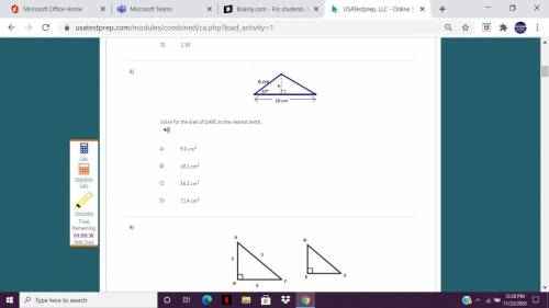 Solve for the area of triangle ABC to the nearest tenth