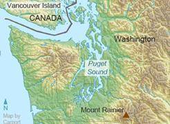 The image shows a map of the Pacific Northwest.

Which explorer discovered the places identified o