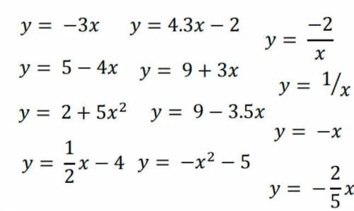 List which are linear and nonlinear equations