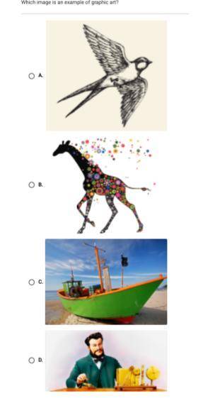 PLEASE HELP <3 thanks :D AP3X:
which image is an example of graphic art: