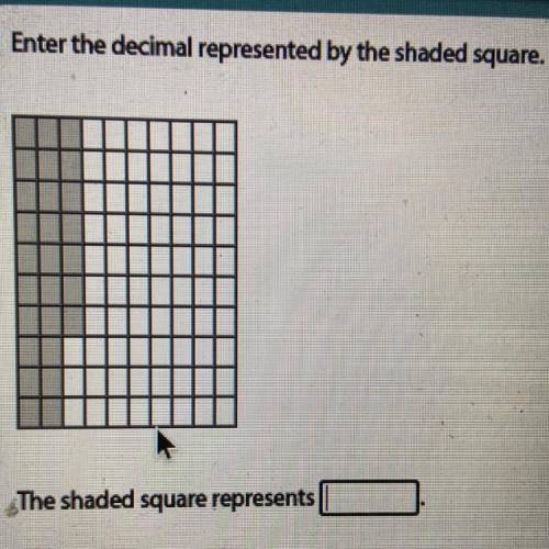 Enter the decimal represented by the shaded square.
The shaded square represents__?