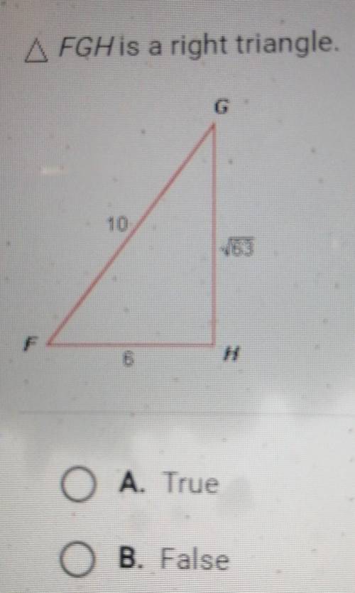 True or false: FGH is a right triangle
