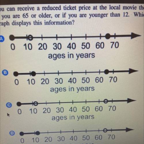 You can receive a reduced ticket price at the local movie theater

if you are 65 or older, or if y