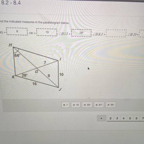 Find the indicated measures in the parallelogram below, please hurry?