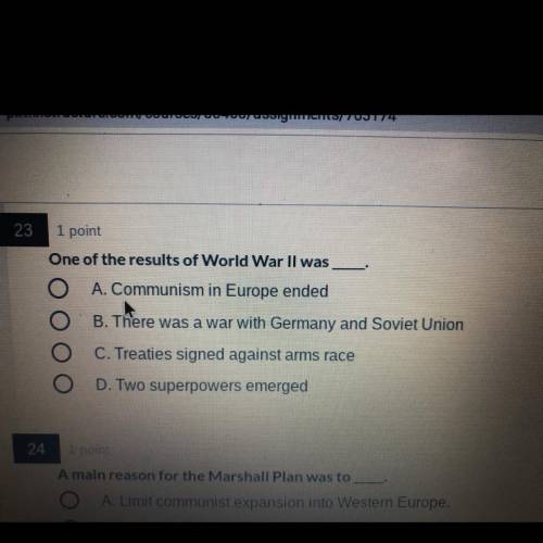 One of the results of WW 2 was