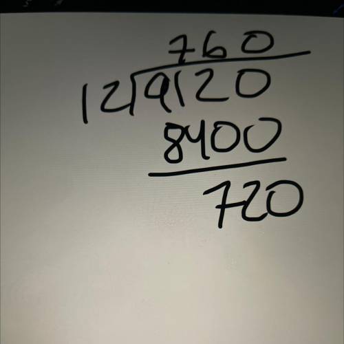 (Pls draw it out)
Solve 9,120 ÷ 12 using standard algorithm